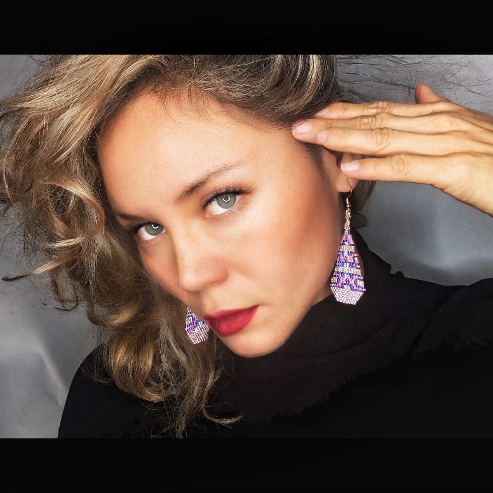 Elegant Purple Beaded Earrings